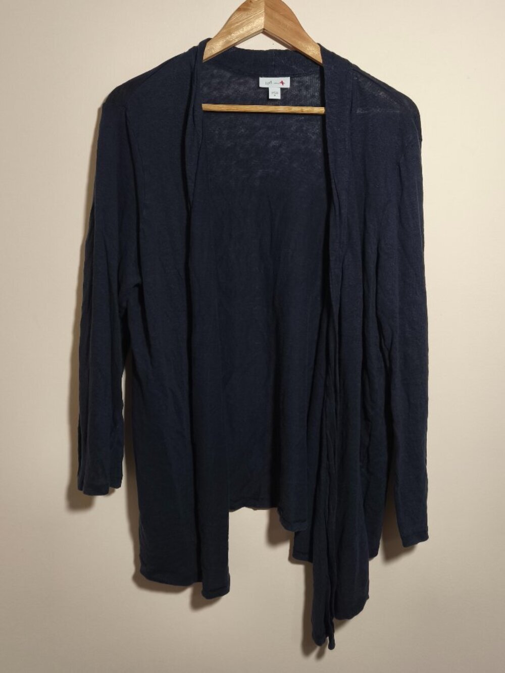 J Jill Love Linen 100% Linen Open Tunic Cardigan sz XL Navy Beach Lagenlook